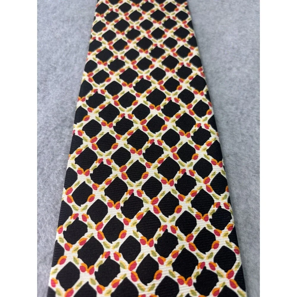 Robert Talbott‎ Nordstrom Tie Black W/ Lattice Geometric Colorful L:57” W:4”